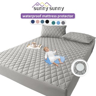 SunnySunny 100% Waterproof Mattress Protector Soft Premium Anti-mite Fitted Bedsheet Single/Super Single/Queen/King 4 Size Breathable Bed Cover