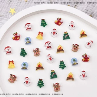 Rou Bao 50 ชิ้นเล็บ Mini ขนาดคริสต์มาสน่ารักการ์ตูน Santa Claus Bonfire Elk เรซิ่นเล็บ Art DIY Charms ตกแต่ง
