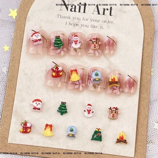 Rou Bao 50 ชิ้นเล็บ Mini ขนาดคริสต์มาสน่ารักการ์ตูน Santa Claus Bonfire Elk เรซิ่นเล็บ Art DIY Charms ตกแต่ง