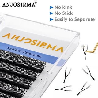 ANJOSIRMA สามหัว YY รูปร่าง ต่อขนตา นุ่ม เป็นธรรมชาติ เบา ขนตา คุณภาพสูง แต่งหน้า ตาข่าย ขนตาปลอม