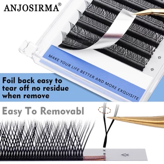 ANJOSIRMA สามหัว YY รูปร่าง ต่อขนตา นุ่ม เป็นธรรมชาติ เบา ขนตา คุณภาพสูง แต่งหน้า ตาข่าย ขนตาปลอม