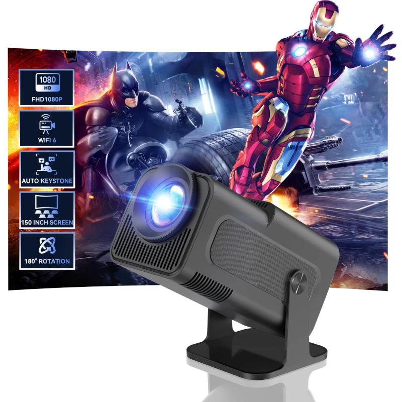 HY320 โปรเจคเตอร์ Android 11 300ANSI 4K พื้นเมือง 1080P Dual Wifi6 BT5.0 Cinema กลางแจ้งแบบพกพา Proj
