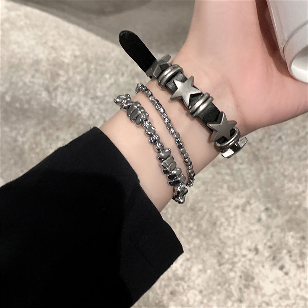 2024 ดาวกว้าง Gothic Pu หนังสร้อยข้อมือซิป Punk Rivet Wrap สร้อยข้อมือปุ่มสายรัดข้อมือผู้ชายผู้หญิงแฟชั่นอุปกรณ์เสริมเครื่องประดับ