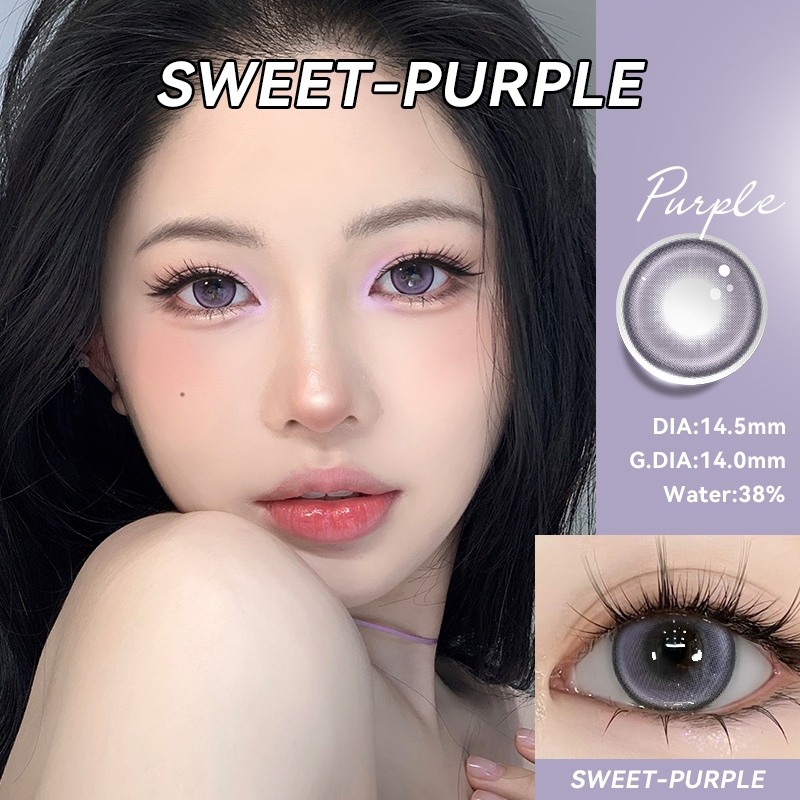 Starlens 10pcs คอนแทคเลนส์รายวัน เลนส์สีม่วง 14.5 มม. ตาโต เลนส์สายตาสั้น (0.0~-8.0) daily contact lens
