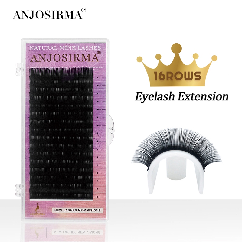 ANJOSIRMA 16 แถวหนา 0.07D ขนตามิงค์เทียม ขนตาแต่ละขนตาอ่อนขนตาปลอม