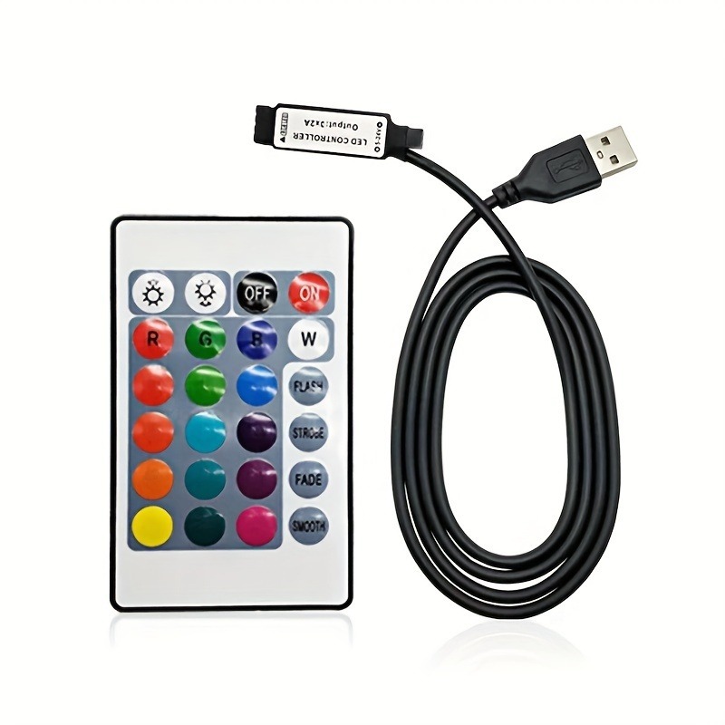 24คีย์มินิ5โวลต์ ยูเอสบี ควบคุม สมาร์ท และ RGB 7สีแถบไฟควบคุมสําหรับ5050 5050 3528 2538 นํา เปลื้องผ้าไฟวันหยุดบรรยากาศบ้านพรรคแสงลดแสงแถบไฟ