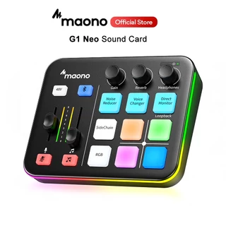 Maono G1 NEO มินิเกมการ ์ ดเสียงอินเทอร ์ เฟซเสียงการ ์ ดเสียงมืออาชีพสนับสนุนไมโครโฟน XLR พร ้ อมไฟ RGB สําหรับ PC,Smart Phone,Gaming,Live Stream