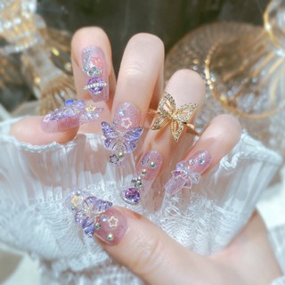 [มาใหม่] ชุดเล็บปลอม 24 ชิ้น มีลายแฟชั่นอินเทรนด์พร้อมกาวหลา…