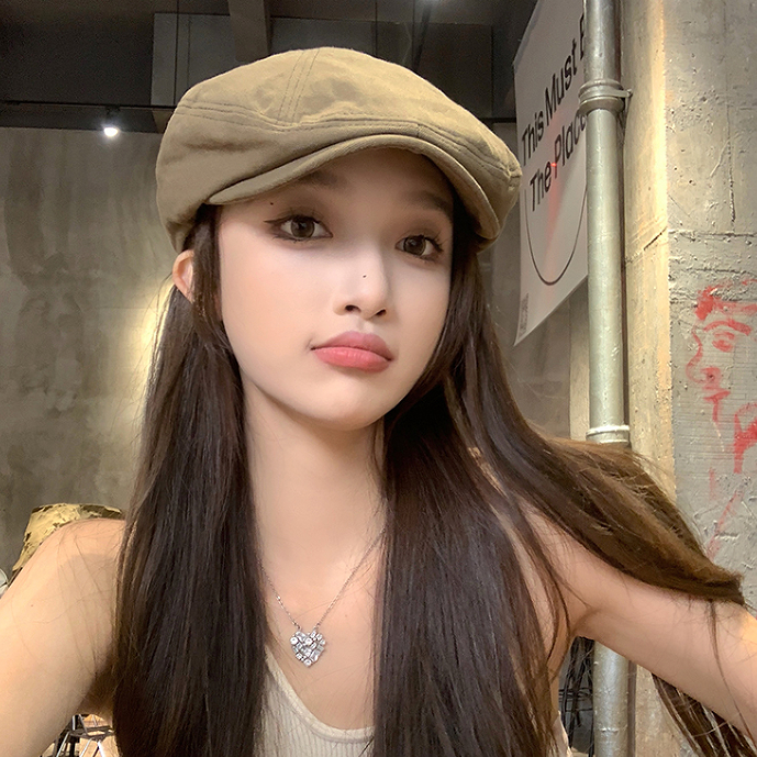 หมวกผู้หญิงสไตล์ใหม่สไตล์ฮ่องกง Beret Retro All-Match ย้อนกลับสวมใส่ไปข้างหน้าหมวกขนาดเล็กแฟชั่น Newsboy หมวก Peaked หมวก