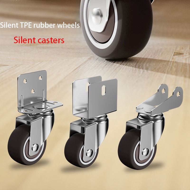 L-shaped Universal ล้อล้อยางดอกไม้อุปกรณ์เสริมล้อขนาดเล็ก Crib 3 ซม.โหลด-Bearing ล้อเงียบรอก