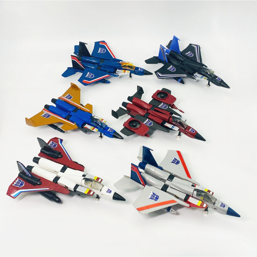 Transformers G1 Deceptions Seekers Starscream, Skywarp , Thundercracker , Dirg, Ramjet และ Thrust