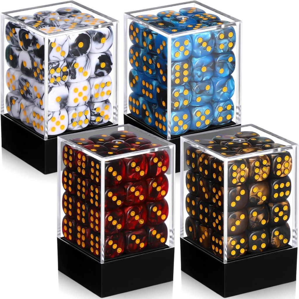 144 ชิ้น 12 มม. 6 ด้านชุดลูกเต๋ามินิ, ชุดลูกเต๋าเกม D6 ลูกเต๋า 6 ด้านพร้อมเคสพลาสติกแบบพกพาสําหรับเก