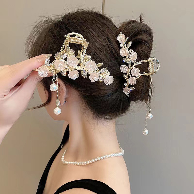 Large Metal Hair Clips Anti-skid Shark Clips Diamond Tassel Hair Clips Girls Hair Accessories