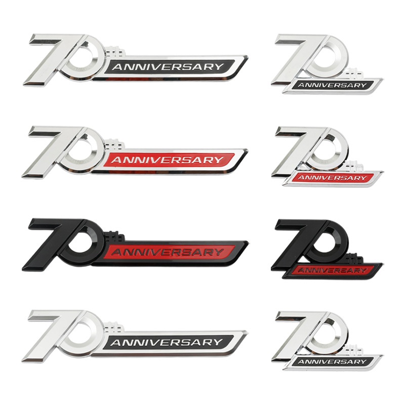 3d ABS 70th Anniversary โลโก้รถด้านข้าง Fender ด้านหลังป้ายสัญลักษณ์สติกเกอร์ Decals การปรับเปลี่ยนส
