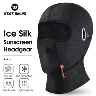 WEST BIKING หน้ากากแบบเต็มหน้า หมวกไหมพรม หน้ากากไหมพรม ป้องกันรังสียูวี ฤดูร้อน ขี่จักรยาน กากผ้าพันคอ ผ้าไหมน้ำแข็งระบายอากาศได้