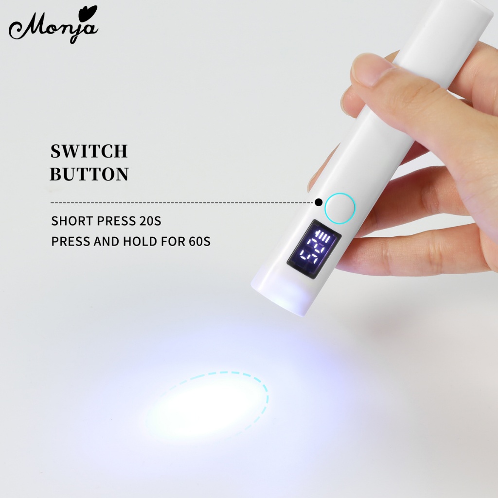Monja 3W เครื่องเป่าเล็บมือถือโคมไฟเล็บ UV LED แห้งชาร์จ Quick-drying DIY โคมไฟเล็บ