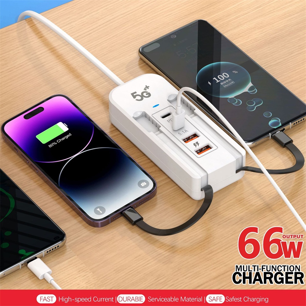 สถานีชาร์จ USB หลายตัวพร้อมสายชาร์จ Type C iOS Fast Charging Wall Charger สําหรับ iOS Andorid โทรศัพท์มือถือเดสก์ท็อป