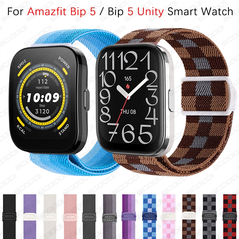 สายไนลอนยืดแบบปรับได้สําหรับ Amazfit Bip Max / Bip 6 / Bip 5 / Bip 5 Unity Smart Watch Band