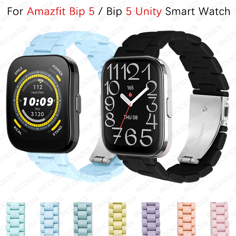 สายนาฬิกาเรซินสีลูกกวาดสําหรับ Amazfit Bip 5 / Bip 5 Unity Macaron เปลี่ยนนาฬิกาข้อมือ