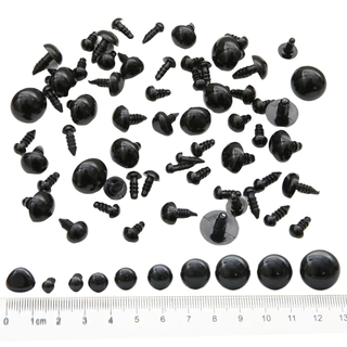 ตาปลาสติกดำ 230ชิ้น 5-14mm อุปกรณ์DIY ตาปลอดภัย สำหรับตุ๊กตาหมี ของเล่นนุ่ม สัตว์ ตุ๊กตา