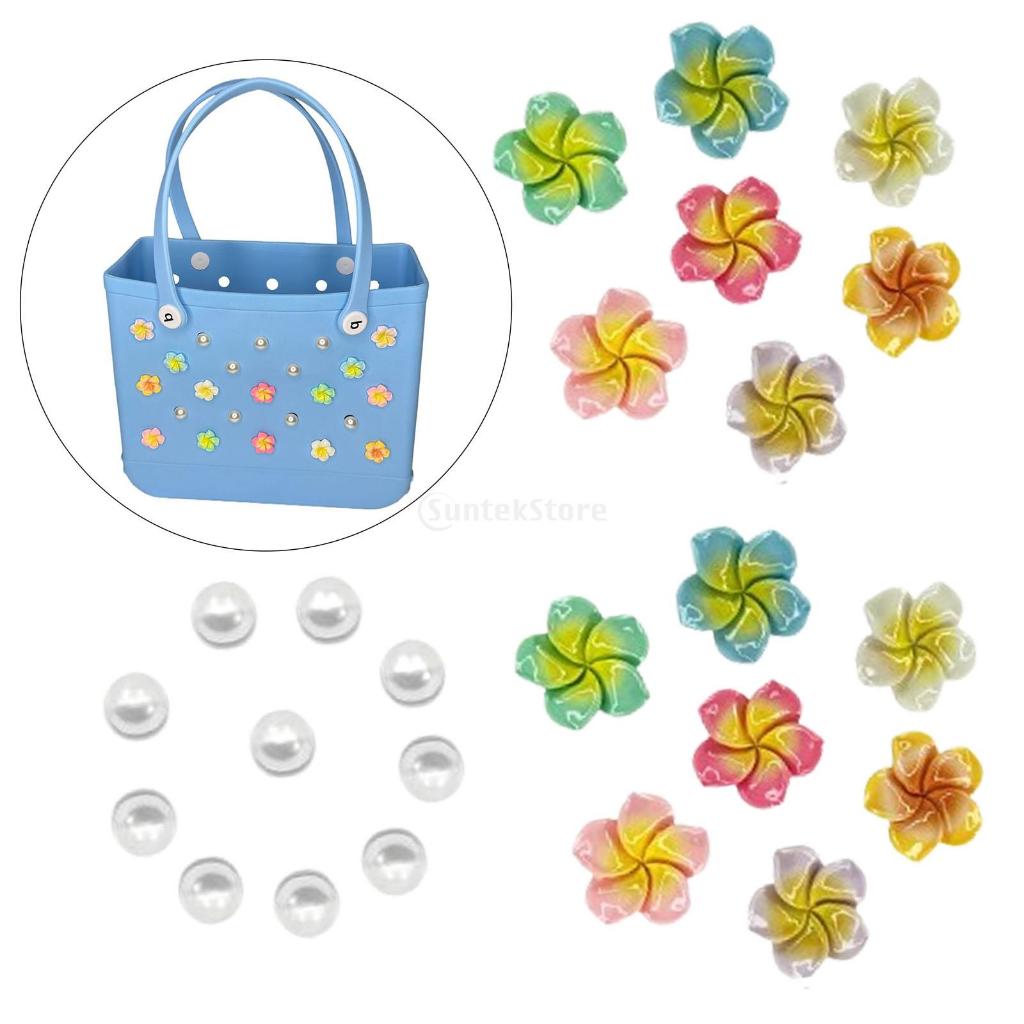 bogg bag กระเป ๋ าหลุม กระเป ๋ าดอกไม ้ หัวเข ็ มขัด ชุดมุก เครื ่ องประดับแขวนคุณภาพสูง