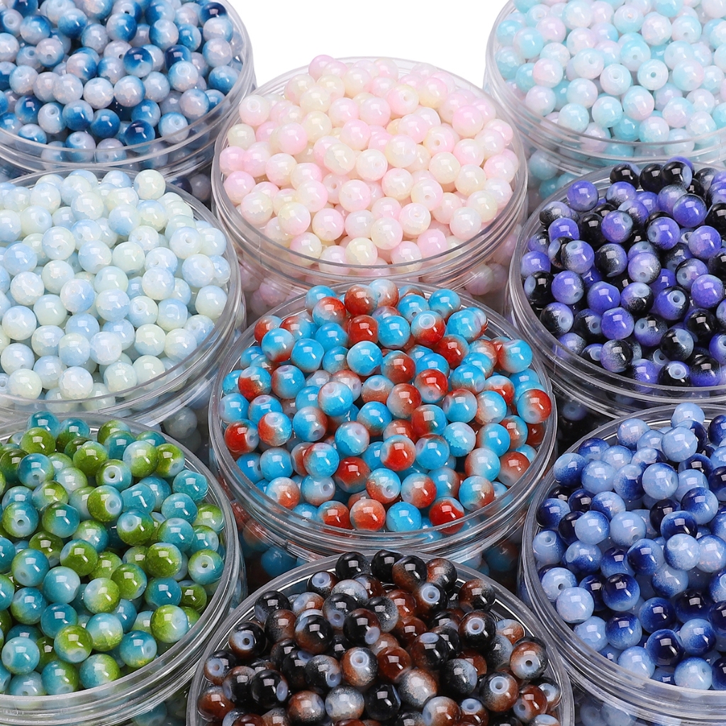8มิลลิเมตร30ชิ้น/ถุงแก้วนมแตกสองสีจับคู่ลูกปัดสําหรับ ทําเอง เครื่องประดับตกแต่ง