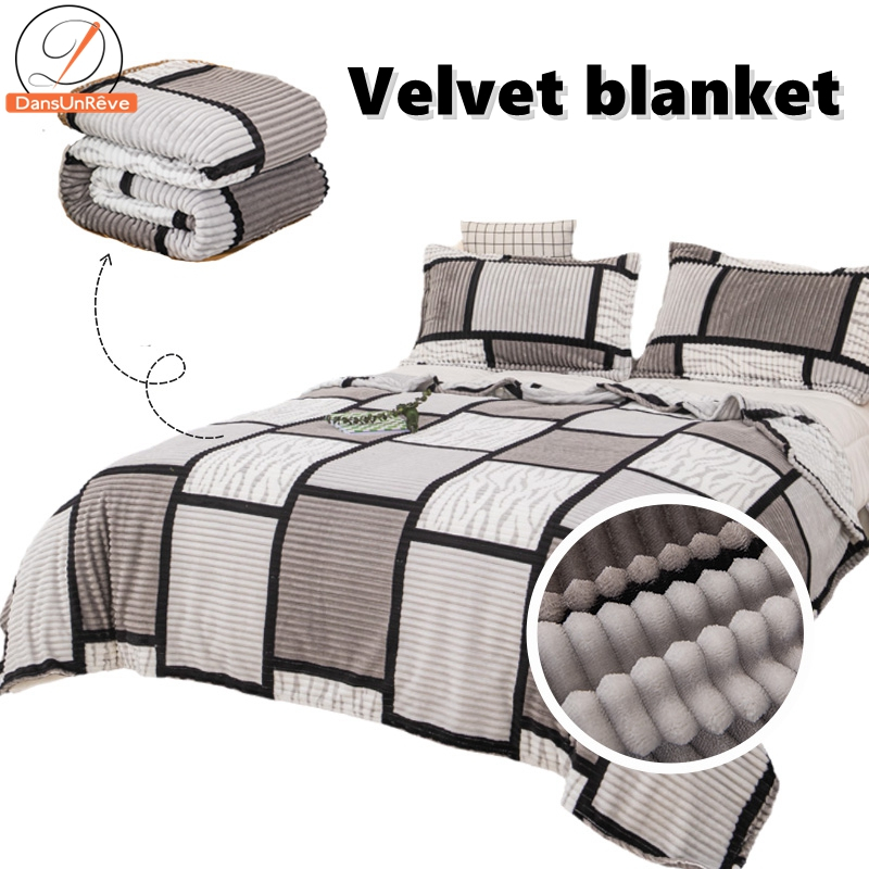 blanket กำมะหยี่ ผ้าห่ม 5ฟุต 4ฟุต ลายสก๊อต ลายเสือดาว