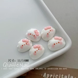 Rou Bao 20 ชิ้นเล็บน่ารัก Hello Kitty แมวการ์ตูน Star คุกกี้สีชมพู Girly 3D เรซิ่นสําหรับเล็บ Art DIY Handmade ตกแต่ง
