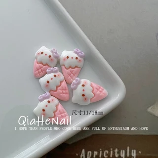 Rou Bao 20 ชิ้นเล็บน่ารัก Hello Kitty แมวการ์ตูน Star คุกกี้สีชมพู Girly 3D เรซิ่นสําหรับเล็บ Art DIY Handmade ตกแต่ง