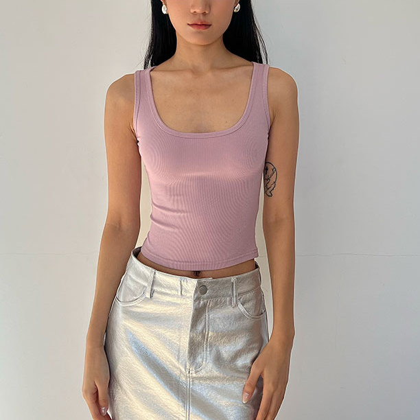 14 สีใน~Slim-fit สูง-ยืด Camisole ยุโรปสไตล์อเมริกัน Simple Basic U-คอแขนกุดเสื้อกั๊กด้านในฟิตเนสโยค