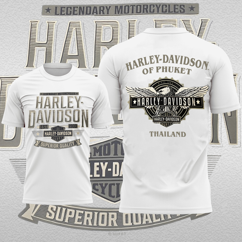 เสื้อยืดแขนสั้นคอกลม เสื้อฮาเล่ผ้าบาง Harley-Davidson ® ใส่สบาย สไตล์วินเทจ ป้ายVintage