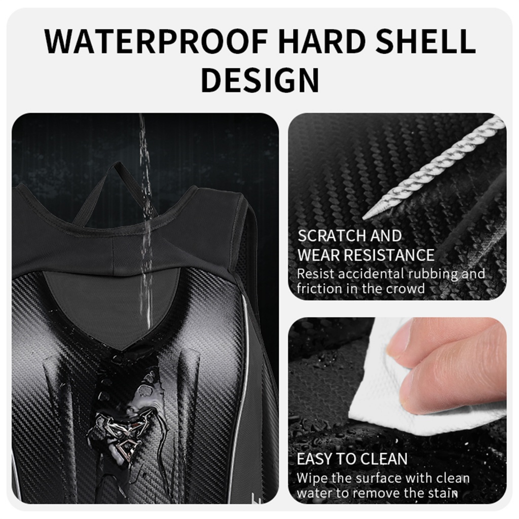 กระเป๋าเป้สะพายหลังรถจักรยานยนต์กันน้ํา Hard Shell กระเป๋าสะพายสะท้อนแสงมอเตอร์ไซด์ขี่กระเป๋าเดินทาง 48L ขนาดใหญ่ความจุขยายทนทานกระเป๋าเป้สะพายหลัง MC-0136-XL