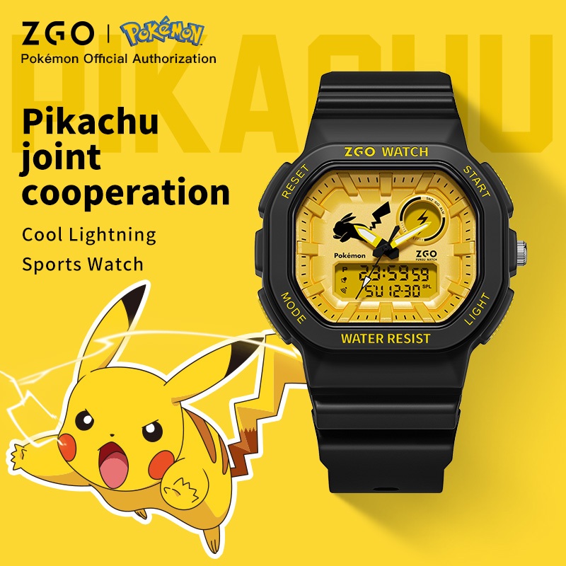 ZGO x Pokémonนา ฬิกาข้อมืออิเล็กทรอนิกส์ เหมาะกับของขวัญวันเกิด สไตล์สปอร์ต สําหรับเด็กนักเรียนผู้ชาย และเด็กผู้หญิง 8103
