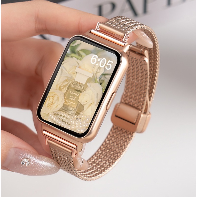 Stainless Steel Huawei watch Fit 5 สาย Huawei watch Fit 5 Pro สาย Huawei Watch Fit 4 Strap Huawei Wristband สาย Huawei Watch Fit 3 Strap Metal huawei fit 4 สาย Replacement Smart Watch สาย Huawei watch fit new / Huawei fit 5 pro , Huawei fit 2 สาย
