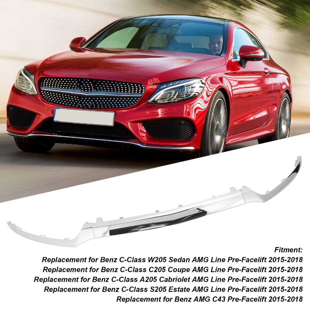 3ชิ้นกันชนหน้าล่างโครเมี่ยมตัด 2058851374เปลี่ยนสำหรับเบนซ์C-Class W205 C205 A205 S205 AMG C43  B_HILTY