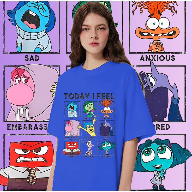 ใหม่ Pixar 's Movie Inside Out 2 เสื ้ อยืดคอ O-neck กราฟิก 100 % สําหรับผู ้ ชายP#9 S-5XL