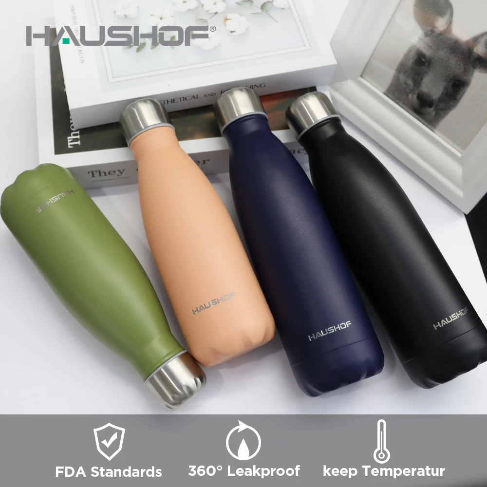 Haushof 500ml/350ml กระติกน้ําร้อนกระติกน้ําสูญญากาศสแตนเลสถ้วยโค้ก