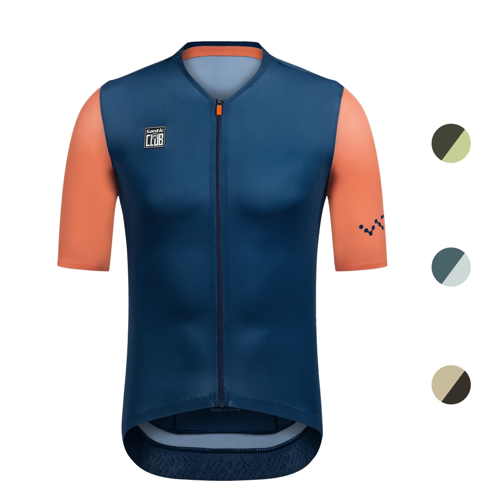 Santic Men Cycling Jersey Road Bike Short Sleeve Powerband Breathable Anti-sweat UV Protection WM24C02237