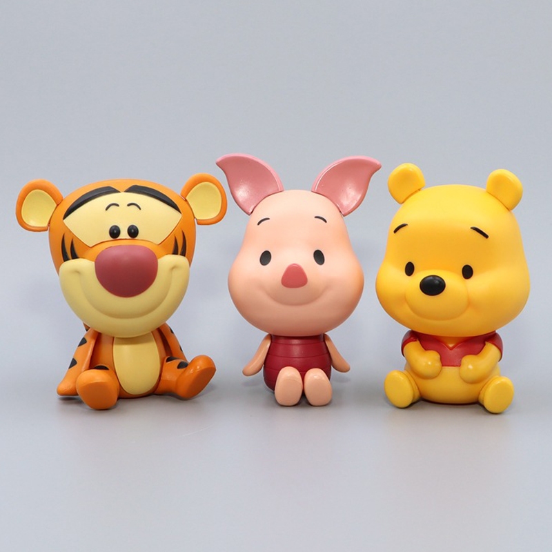3 ชิ้น/เซ็ต 8.5-9 ซม. Winnie the Pooh Action Figure ประกอบตุ๊กตา Pooh Bear Tigger Piglet รุ่น Q PVC Action Figures ตุ๊กตาของเล่น