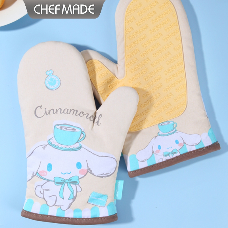 Chefmade Cinnamoroll 2 ชิ้นเตาอบไมโครเวฟ Mittens ทนอุณหภูมิสูงซิลิโคนกันลื่น Anti-scalding ถุงมือหนาครัวเบเกอรี่เครื่องมือ CL5015