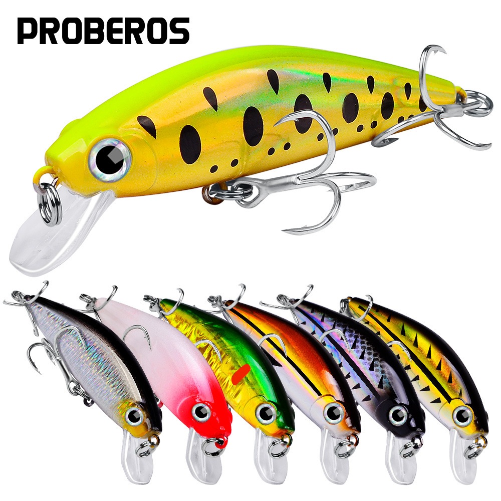 Proberos 1PC Sinking Hard เหยื่อ Minnow Fishing Lure 11g-8 ซม.3g-4.5 ซม.ประดิษฐ์ Crankbait พร้อมตะขอพลาสติกเหยื่อเบส