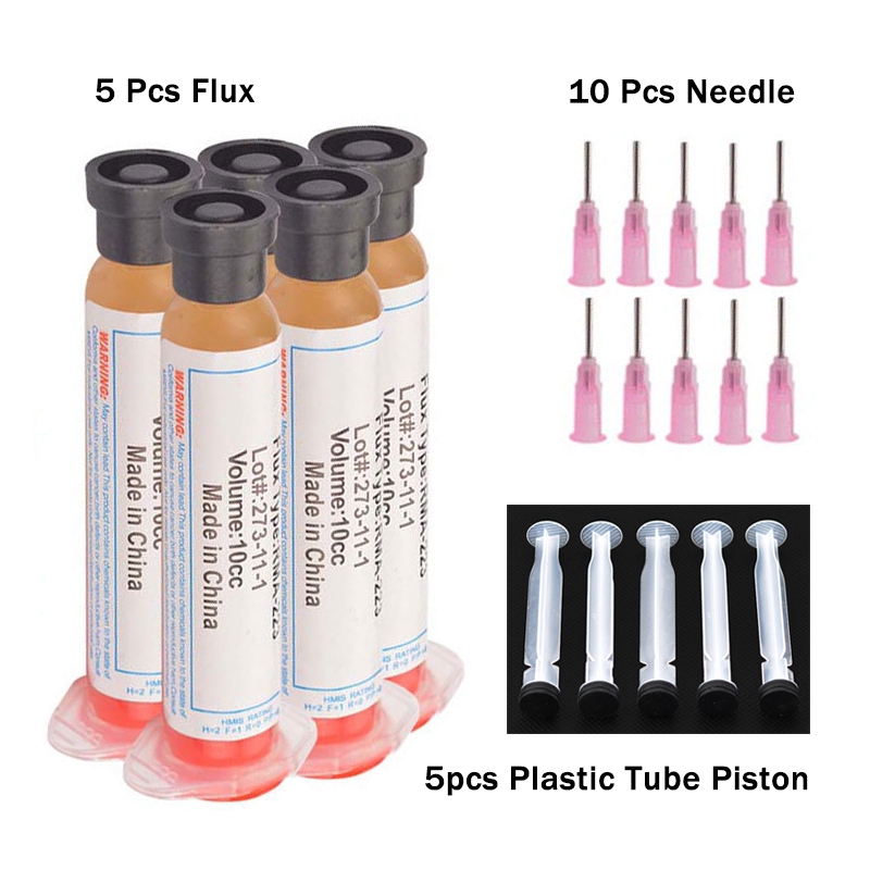 10cc บัดกรีบัดกรีวาง Flux จาระบี 10 ชิ้นเข็ม RMA223 RMA-223 สําหรับชิป LED BGA SMD PGA PCB DIY ซ่อมเครื่องมือ