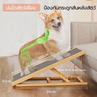 🐶บันไดสัตว์เลี้ยง😻บันไดสุนัข พับได้ บันไดทางลาด ไม้ กันลื่น ปรับความสูงได้ ใช้งานได้หลากหลาย กันลื่น M/L