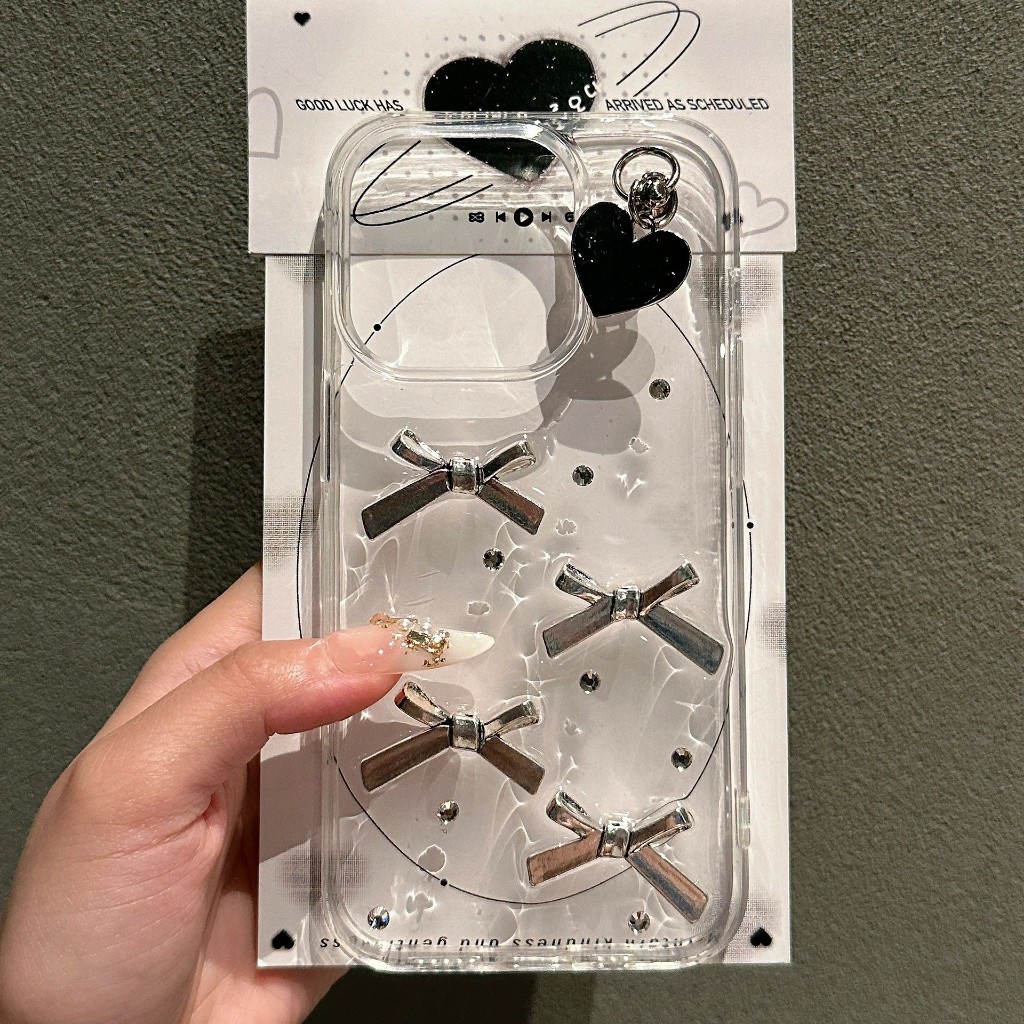 เคสป้องกันโทรศัพท์มือถือ ประดับโบว์ สามมิติ สไตล์เกาหลี สําหรับ for Iphone 15pro 14promax 13 12 11