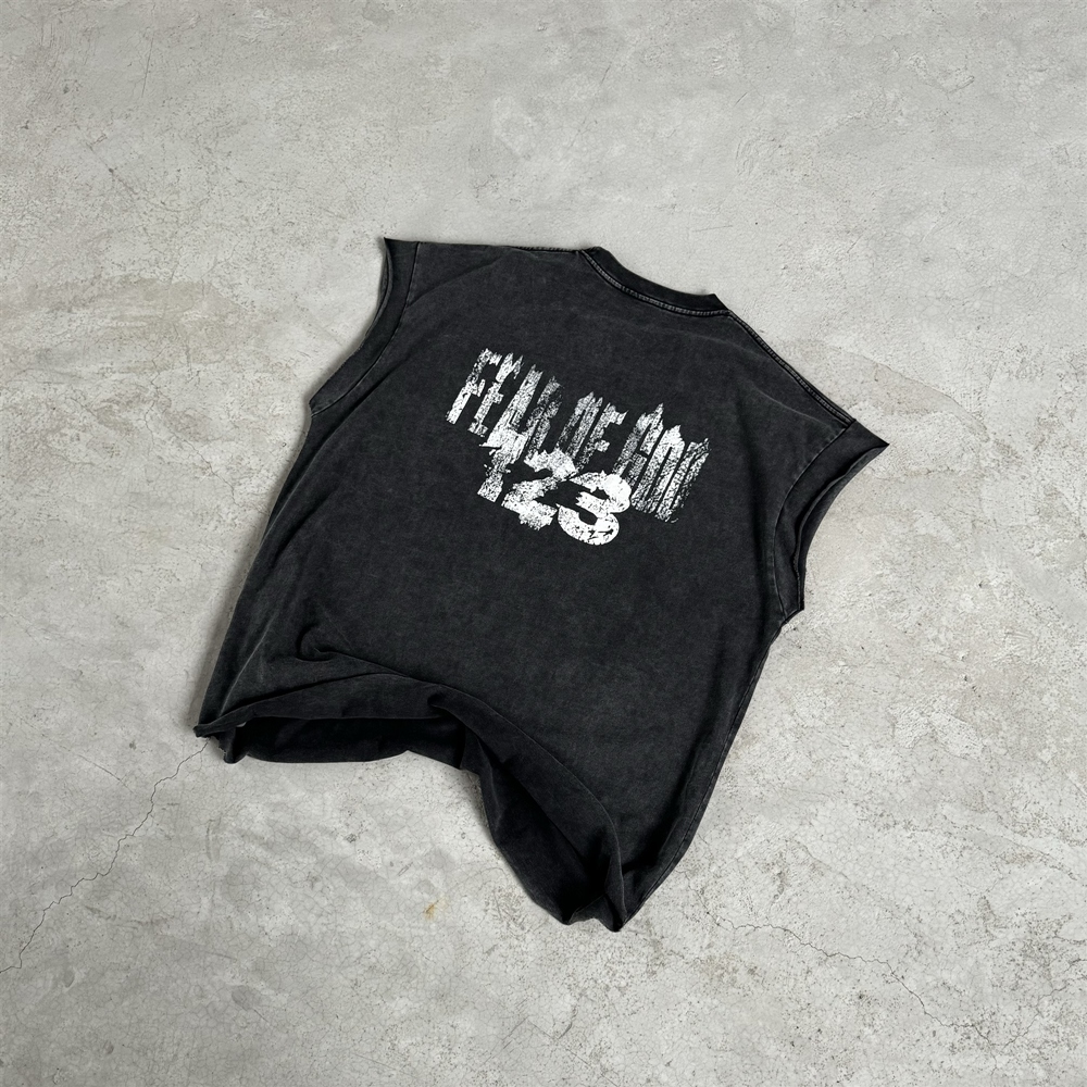 Rrr123 1:1 คุณภาพ Vintage พิมพ์เสื้อหลวม Oversize Streetwear 100% Cotton Vest Men