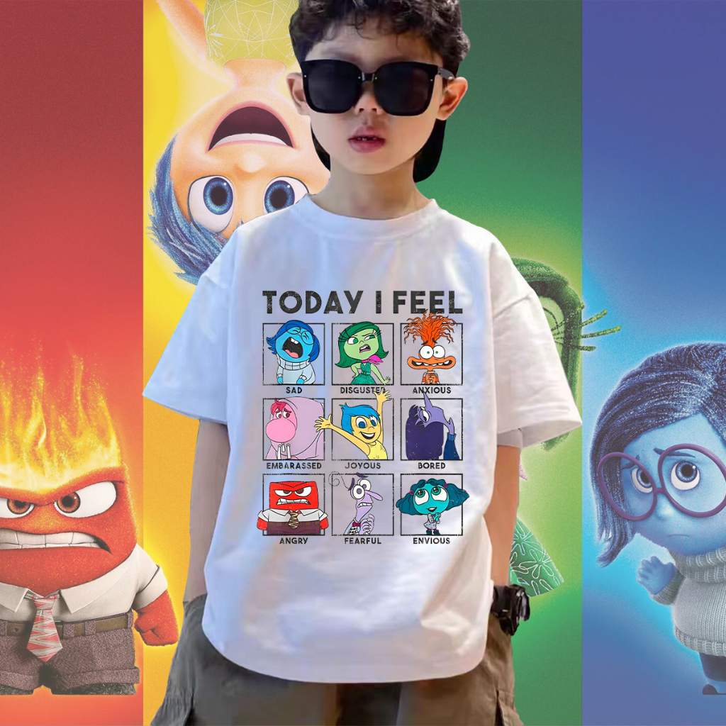 พร้อมส่ง เสื้อยืดเด็ก Inside Out 2 Children's T-shirt พิมพ์ลาย ผ้าCotton 100% ใส่ได้ ทั้ง ชาย ใส่สบาย ไม่หด ไม่ย้