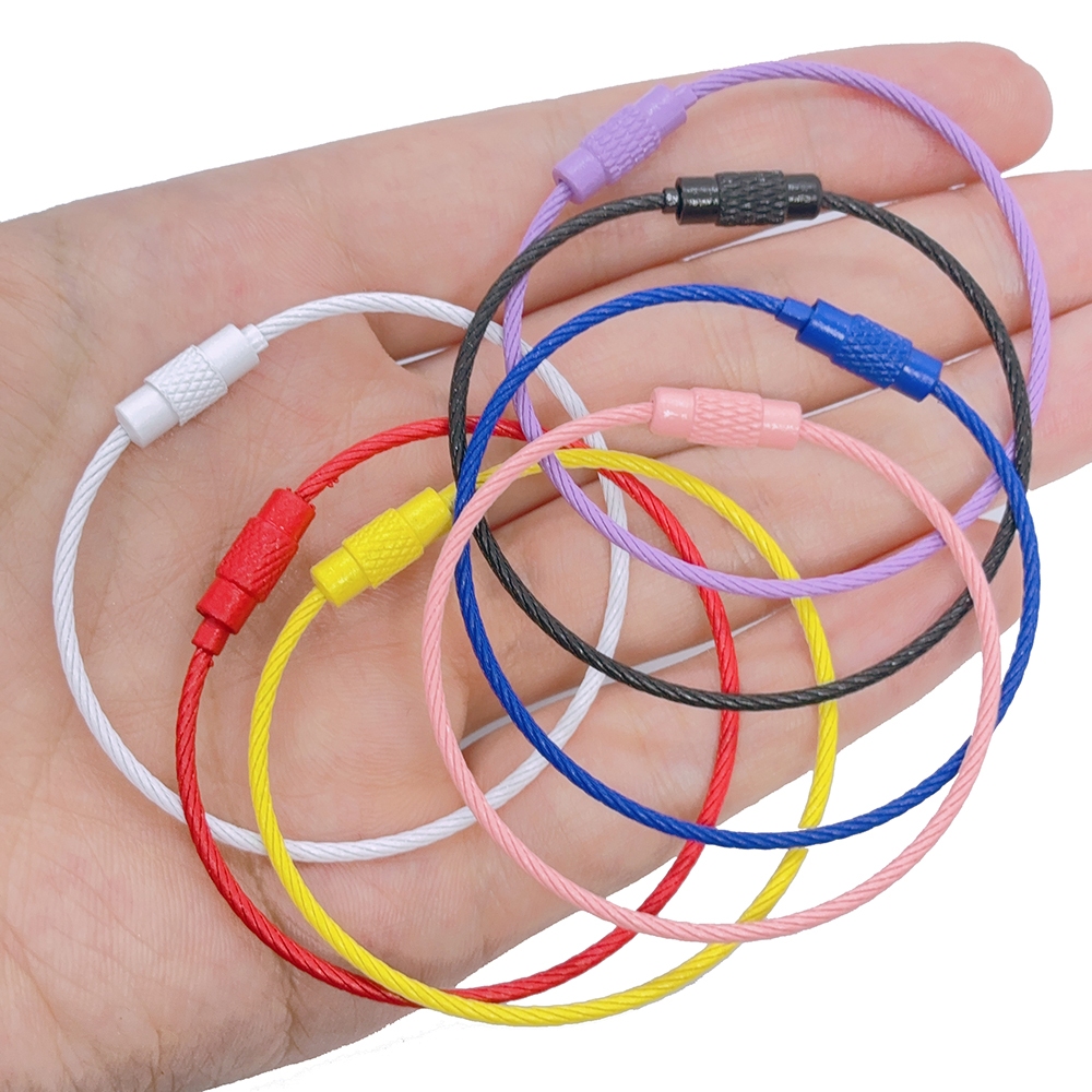 1 ชิ้น Key Chain แผนก DIY เครื่องประดับอุปกรณ์เสริมหลายสีทาสีโลหะผสม Key แหวนสาย Loop สกรูล็อคสร้อยข้อมือทํา