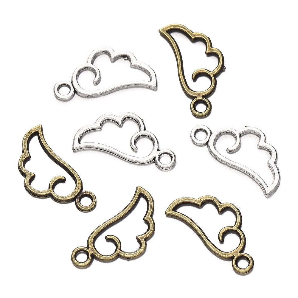 จี้ปีกนางฟ้าชุบเงิน 10-50ชิ้น โลหะผสม สำหรับDIYสร้อยข้อมือ สร้อยคо́ - รูปที่ 2