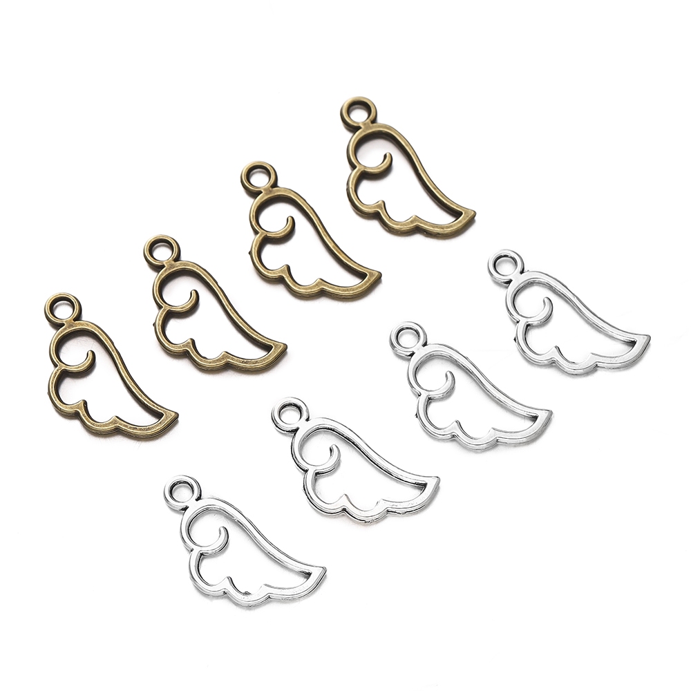 จี้ปีกนางฟ้าชุบเงิน 10-50ชิ้น โลหะผสม สำหรับDIYสร้อยข้อมือ สร้อยคо́ - รูปที่ 3