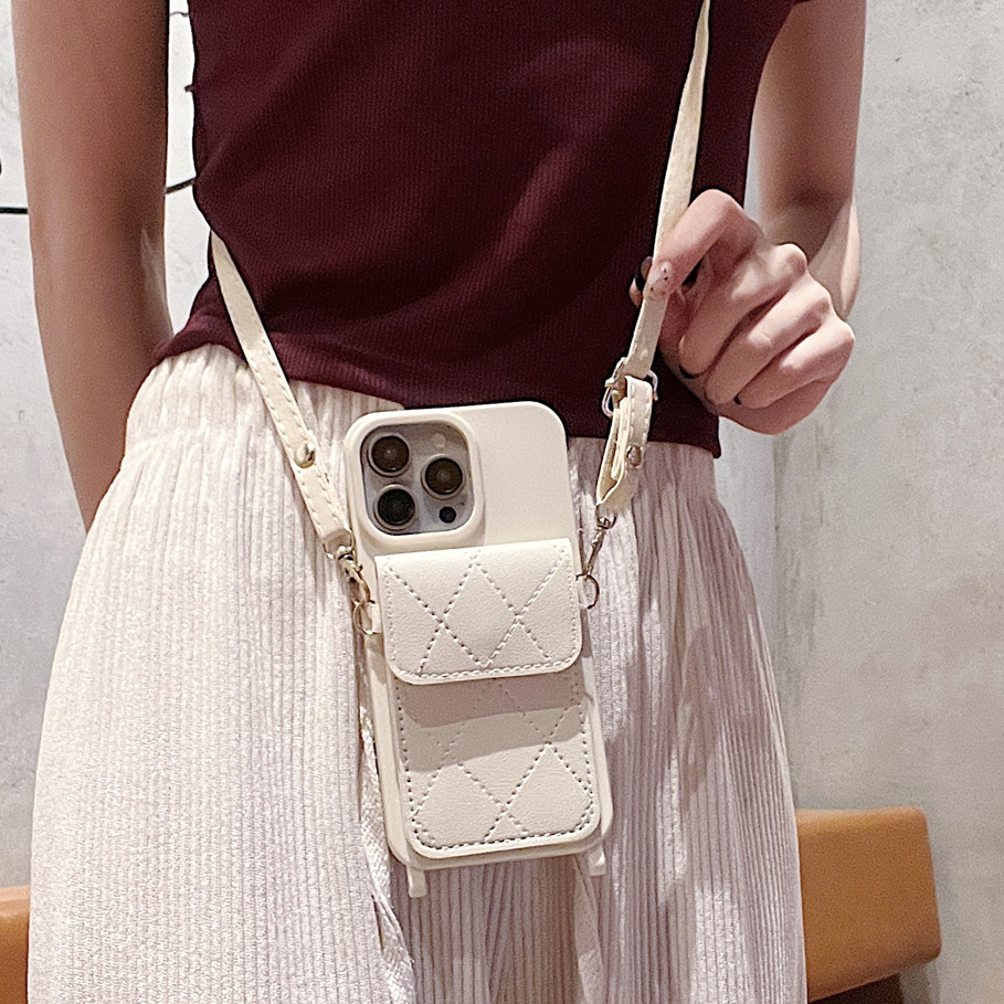 กระเป๋าสตางค์หนังcrossbody Lanyardสร้อยคอเคสซิลิโคนสําหรับiPhone 14 11 15 13 Pro Maxช่องใส่การ์ดกันกระแทกปกอ่อน
